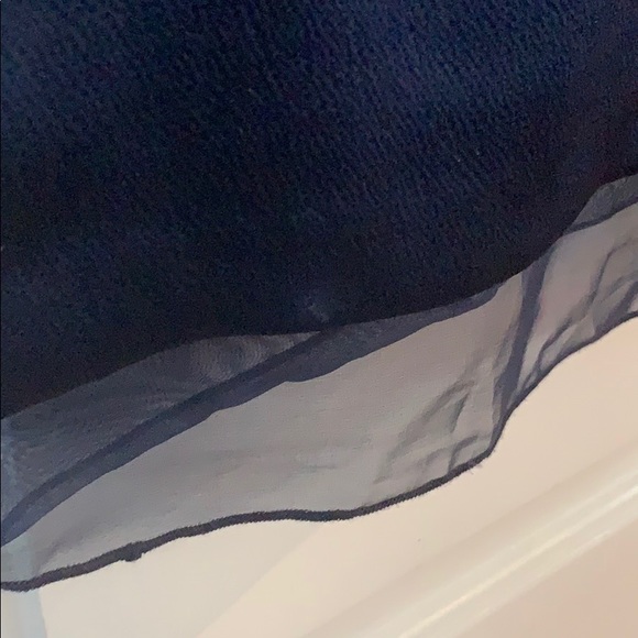 Club Monaco Navy Blue Silk Jewel Collar Dress - Picture 4 of 5